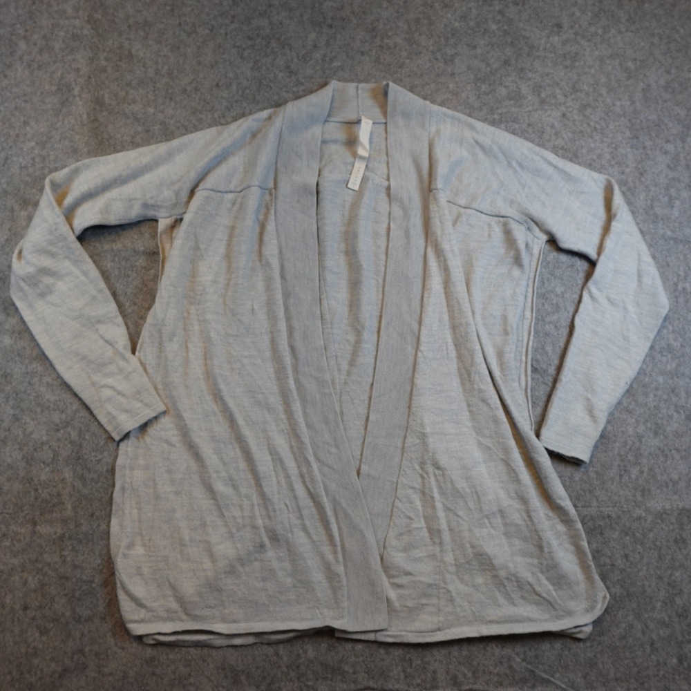 Lululemon Cardigan Women 8 Gray Merino Wool Open Front Blissful Zen Wrap Sweater
